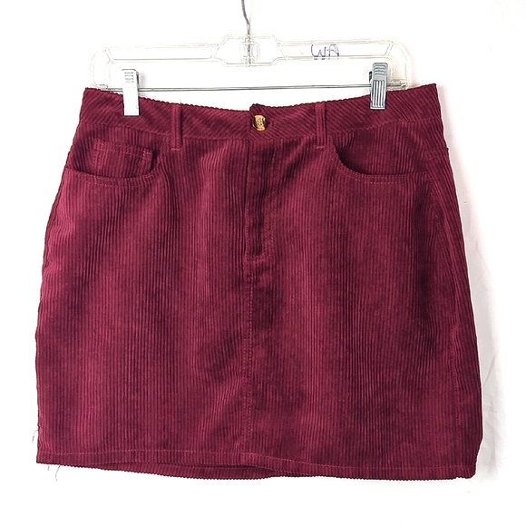 UNIQ Women's Maroon Burgundy Red Corduroy Mini Skirt - Picture 1 of 4